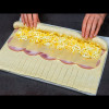 My relatives cook this appetizer using my recipe - with puff pastry, ham and pressed cheese