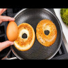 Only 3 Ingredients! The Best 5 Minute Breakfast Recipe! Easy and Delicious Eggs and Bagel Recipe!