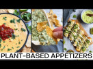 Vegan Appetizer Recipes for Parties 🌱🎉  Spinach Artichoke Dip, Chickpea Taquitos and more!